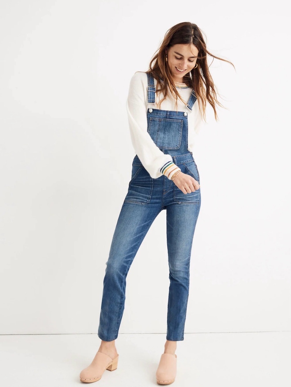 Madewell Skinny Denim Overalls XS Raw Hem Adjustable Strap Crop Jeans